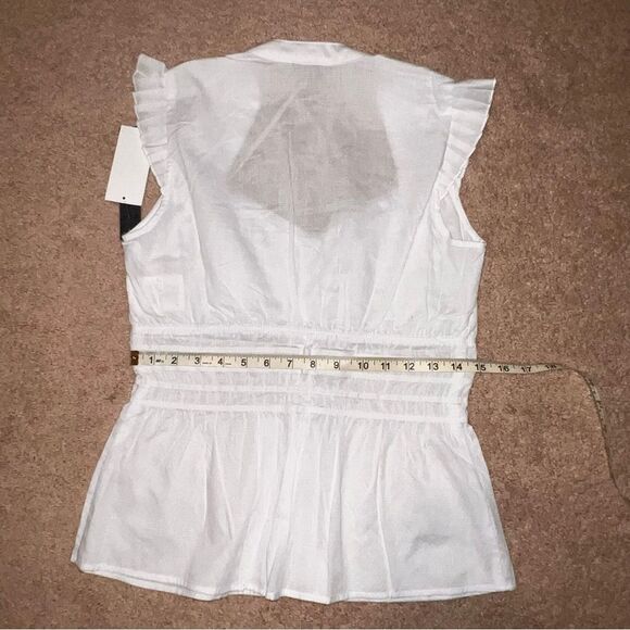 XOXO White Button-Up Sleeveless Peplum Blouse - Picture 7 of 8